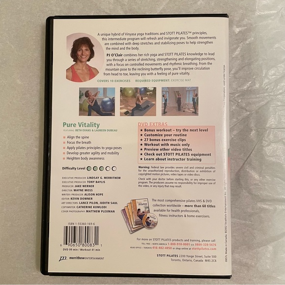 3/$30 Winsor Pilates Work out & Stott Pilates Pure vitality Yoga Body DVD LOT - Picture 3 of 10